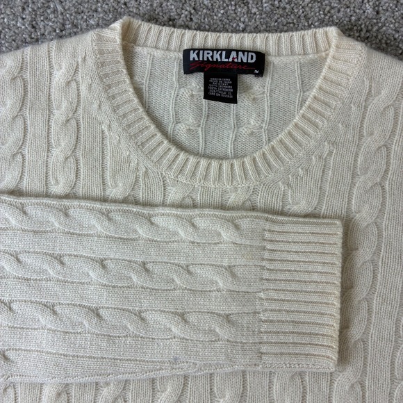 Kirkland Signature Womens XL Cream 100% Cashmere Cable Knit Sweater - Picture 1 of 7